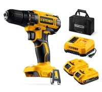 Дрель-шуруповерт 20 В, 40 Нм, 2 АКБ LMS (2 Ач), сумка STEHER CD-40-22