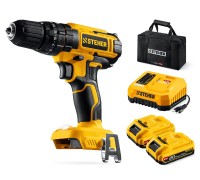 Ударная дрель-шуруповерт 20 В, 40 Нм, 2 АКБ LMS (2 Ач), сумка STEHER CDS-40-22