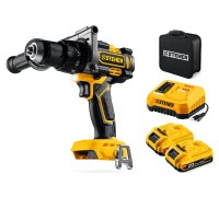 Бесщеточная ударная дрель-шуруповерт 20 В, 165 Нм, 2 АКБ LMS (2 Ач), сумка STEHER CBS-165-22