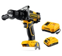 Бесщеточная ударная дрель-шуруповерт 20 В, 165 Нм, 1 АКБ LMS (2 Ач) STEHER CBS-165-21