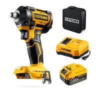 Бесщеточный ударный гайковерт 20 В, 500 Нм, 1 АКБ LMS (4 Ач), сумка STEHER CWB-500-41