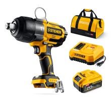 Бесщеточный ударный гайковерт 20 В, 1000 Нм, 1 АКБ LMS (4 Ач), сумка STEHER CWB-1000-41