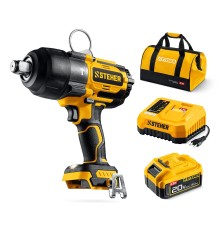 Бесщеточный ударный гайковерт 20 В, 1000 Нм, 1 АКБ LMS (4 Ач), сумка STEHER CWB-1000-41