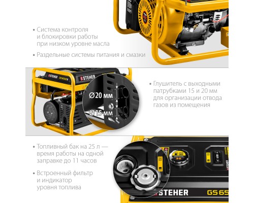 Бензиновый генератор Steher GS-6500Е