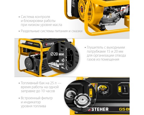 Бензиновый генератор Steher GS-8000Е