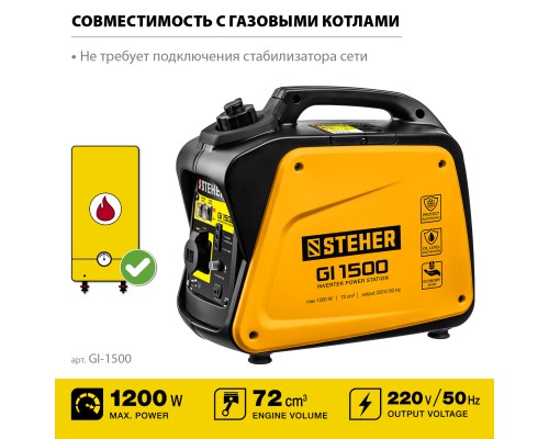 Инверторный генератор Steher GI-1500