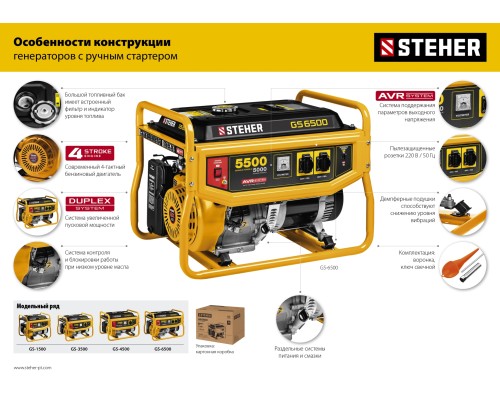 Бензиновый генератор Steher GS-1500