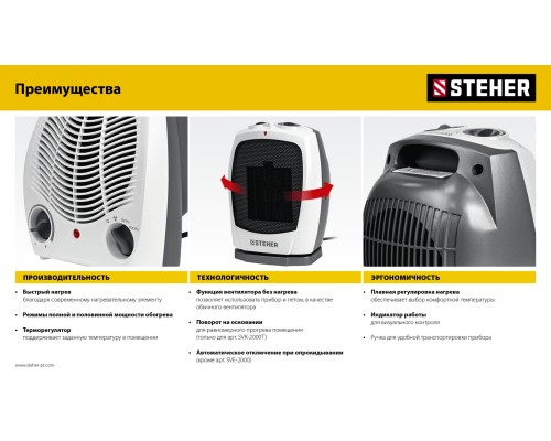 Тепловентилятор 2 кВт STEHER SVE-2000