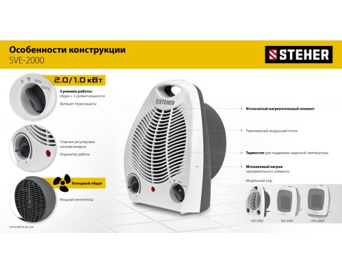 Тепловентилятор 2 кВт STEHER SVE-2000