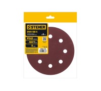 Шлифовальный круг на липучке 5 шт. DWH-180-S 180 мм, Р240 STEHER 35682-240