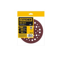 Шлифовальный круг на липучке 44 отв. 5 шт. BOS-125-S 125 мм, Р180 STEHER 35685-180