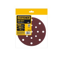 Шлифовальный круг на липучке 17 отв. 5 шт. BOS-150-S 150 мм, Р120 STEHER 35684-120