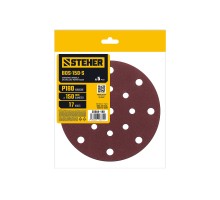 Шлифовальный круг на липучке 17 отв. 5 шт. BOS-150-S 150 мм, Р180 STEHER 35684-180