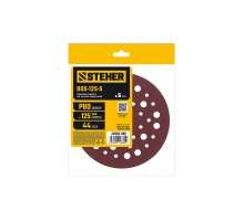 Шлифовальный круг на липучке 44 отв. 5 шт. BOS-125-S 125 мм, Р80 STEHER 35685-080