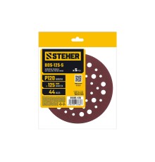 Шлифовальный круг на липучке 44 отв. 5 шт. BOS-125-S 125 мм, Р120 STEHER 35685-120