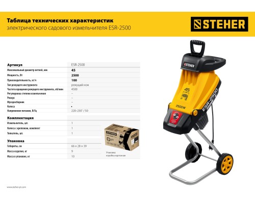Электрический садовый измельчитель Steher ESR-2500