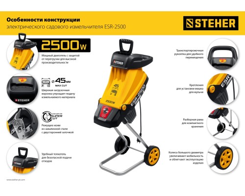 Электрический садовый измельчитель Steher ESR-2500
