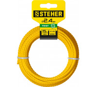 Леска для триммера ВИТОЙ КВАДРАТ, 2.4 мм, 15 м STEHER 75020-2.4